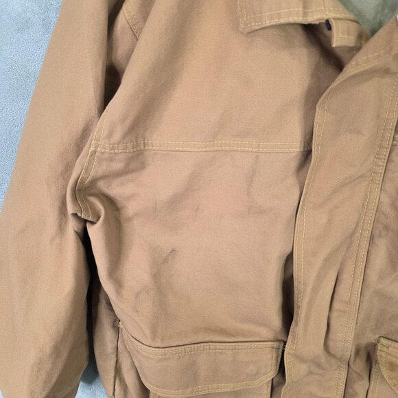 Mens Bulwark Flame-Resistant Tan Full Zip & Button Jacket Cotton Blend XXL - Picture 2 of 9